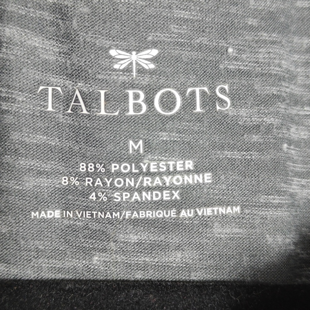TALBOTS Heathered Grey Button Split Neck Three-Quarter Sleeve Size Medium - Picture 2 of 14